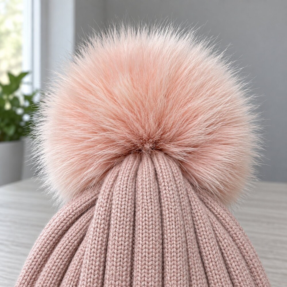 Prada Pink White Pom Pom Knit Beanie - Picture 6 of 6
